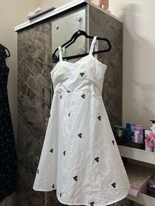 Cute White Heart Print Dress