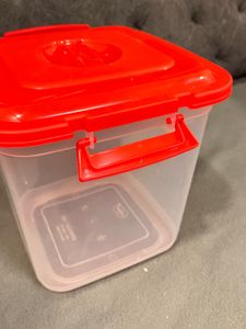 Square Food Storage Container with Red Lid