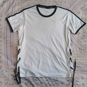 White T-Shirt with Black Accents