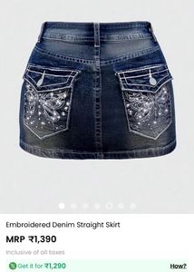 Y2k Classic Blue Denim Mini Skirt with embroidery