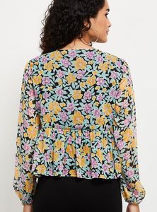 Floral Print V-Neck Peplum Top