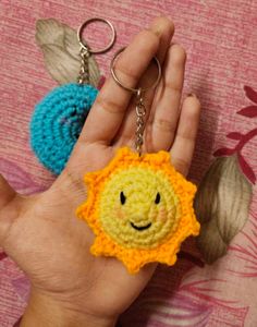 Crocheted Sun &amp; Moon Keychain Set ☀️🌙