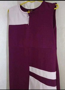Stylish Maroon &amp; White Dress