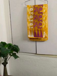 Yellow Saree with Floral Motif