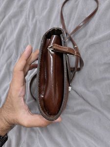 Vintage Brown Embossed Crossbody Bag