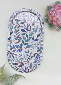 Handcrafted Botanical Concrete Trinket Tray | Blue