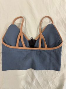 Blue Sports Bra with Front Zipper
