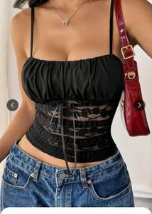 Sheer Black Lace Corset Top