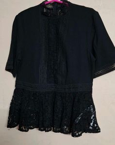 zara black peplum top