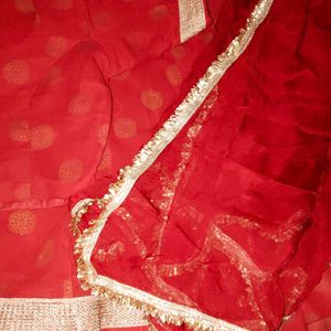 Red Lehenga with Golden Border
