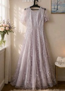 Elegant Grey Embroidered Gown