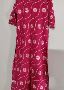 Vibrant Pink Kurta with White Print