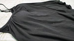 Classic Black Spaghetti Top with Built-in Bra |