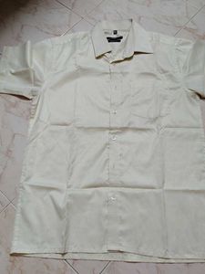 New Men's Light Yellow Short Sleeve Shirt