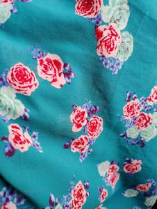 Teal Green Floral Printed Scarf/Hijaab
