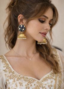 Blue Meenakari Jhumkas