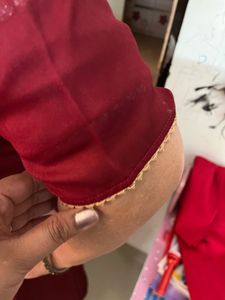 Maroon Embroidered Kurta without pant
