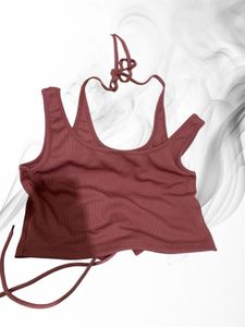 Ribbed Lace-Up Crop Top