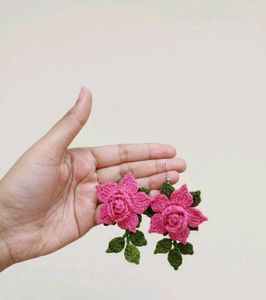 Rose Crochet Statement Earrings