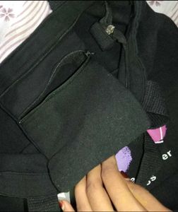Cute Black Tote Bag with Heart Design