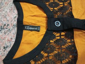 Mustard Yellow Lace Yoke Top