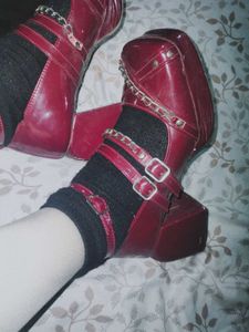 y2k Mary Janes cherry red