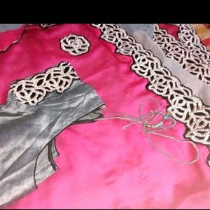 Elegant Pink & Grey Set saree with blouse