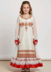 Elegant Cream & Red Anarkali