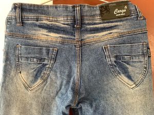 BRAND NEW FADED BLUE DISTRESSED SLIM FIT JEANS FOR WOMEN
