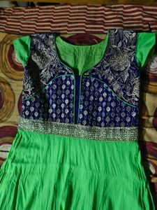 Parrot Green Ethnic Anarkali Kurti