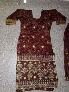 Brown silk touser kurti  set
