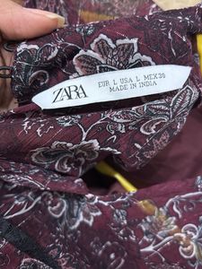 ZARA Boho Floral Print Sheer Blouse