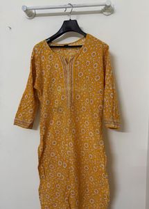 Yellow Printed Kurta