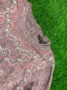 Review Embroidered Beaded Long Sleeve Top