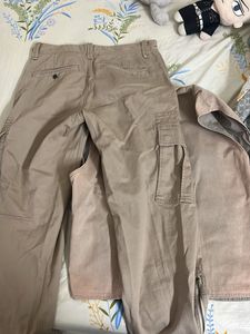 Beige Vest and Cargo Pants Set