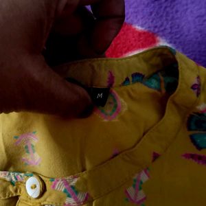 Yellow Printed Kurta
