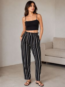 Striped Paperbag Waist Pants