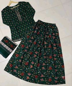 Beautiful Teal Floral Print Kurta Set