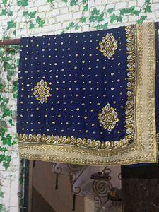 Elegant Blue Embroidered Saree