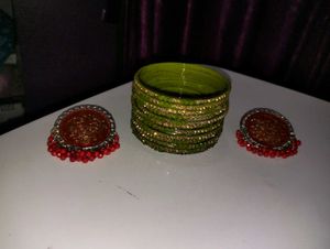Premium Glass Bangles + Earrings Combo | New