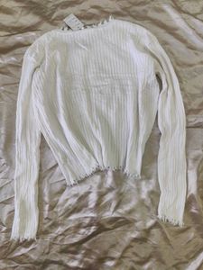 Chic White Button-Up Cardigan - Free Size
