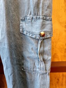 Light Wash Denim Cargo Joggers