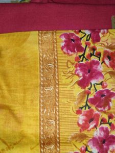 Yellow floral unstitched salwar kameez suit
