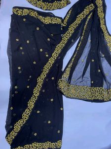 Elegant Black &amp; Gold saree designer
