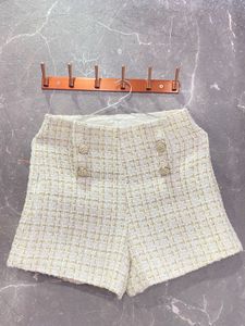 Women's Shorts High Waist Fake Button Tweed Short