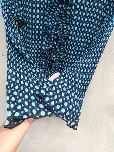 Chic black top with Blue Polka Dot Blouse