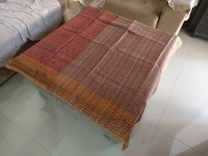 Elegant Rust and Brown Cotton Printed Kota Saree