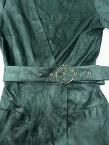 Stylish Green Suede Wrap Dress