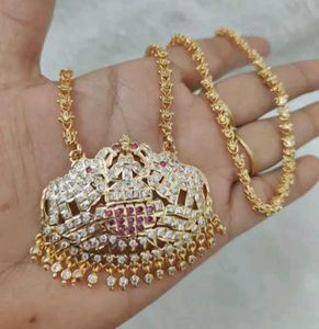 Exquisite CZ & Ruby Elephant Pendant Necklace