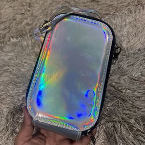 Holographic Silver Shine Crossbody Pouch Purse